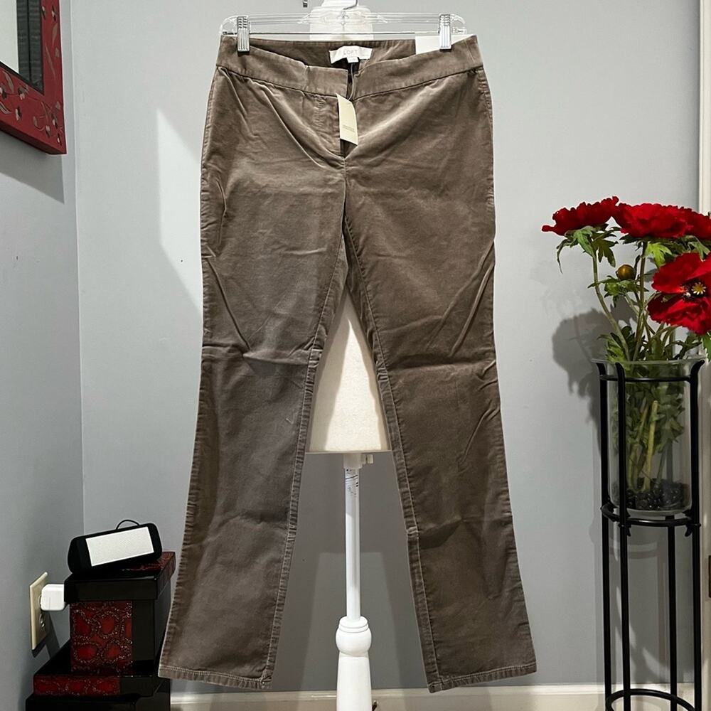 NEW Ann Taylor Loft Velvet Marisa Low Rise Stretch Trouser Pants Antique Gray 2P